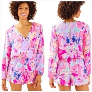 Lilly Pulitzer Fanning Romper Jam Out Print Size Large